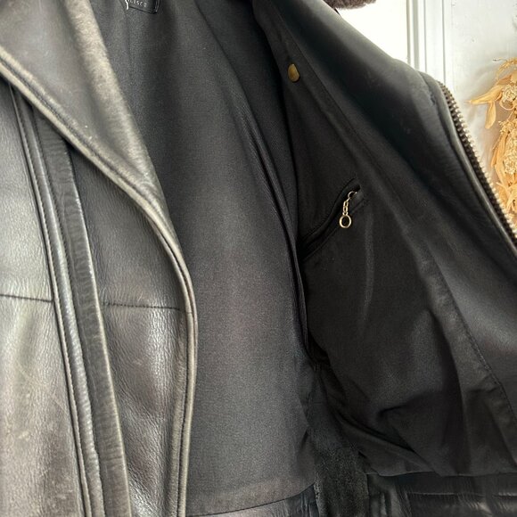 mens Leather jacket with collar - Picture 4 of 5